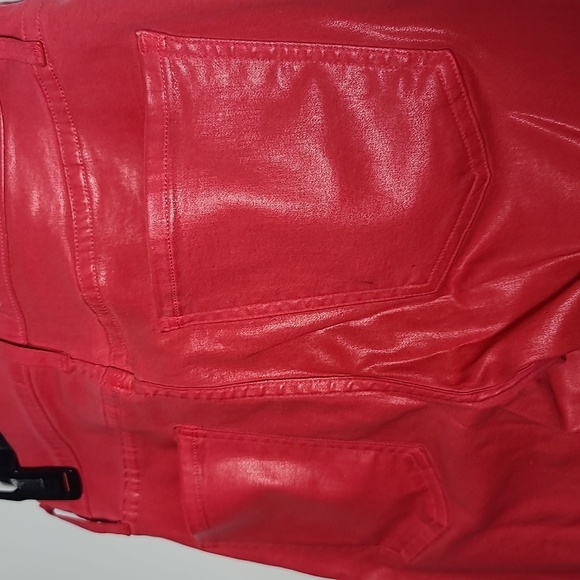 AGOLDE Wax Coated Leatherette Red Sophie High Rise Skinny Jeans Size 28 - Picture 14 of 15